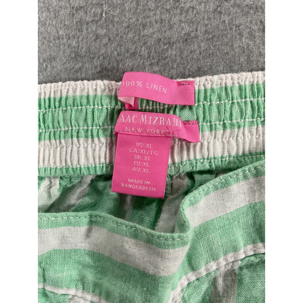 Isaac Mizrahi 100% Linen Wide Leg Striped Pants Mint Green White XL 2661 - Picture 2 of 8